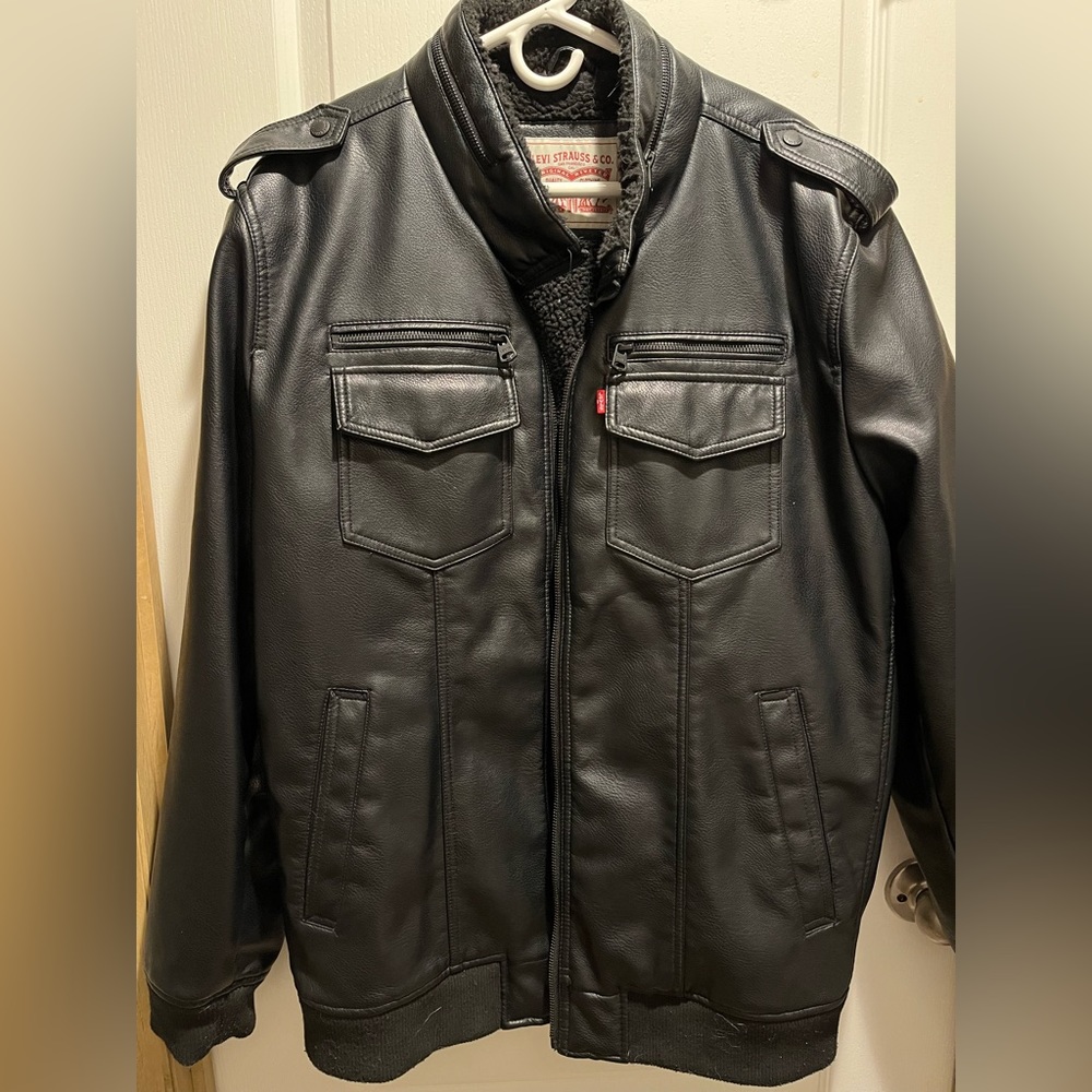 Levi Faux-Leather Bomber Jacket